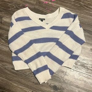 cropped wild fable blue and white sweater